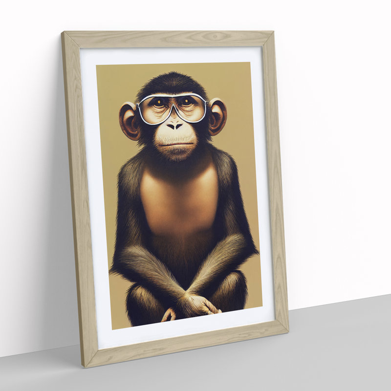 Splendid Monkey - Framed Print, 46cm H x 34cm W x 2cm D, Oak Framed