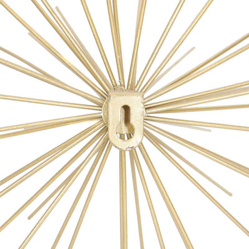 Metal 3D Long Spike Starburst Home Wall Decor Set, Gold
