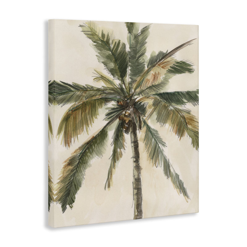 Palmier sur toile beige par Ethan Harper, H 30 po x l 24 po