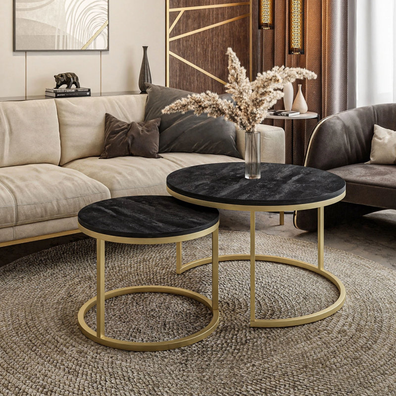 Harsho Frame Coffee Table, 48cm H x 80cm L x 80cm W, Gold Matt