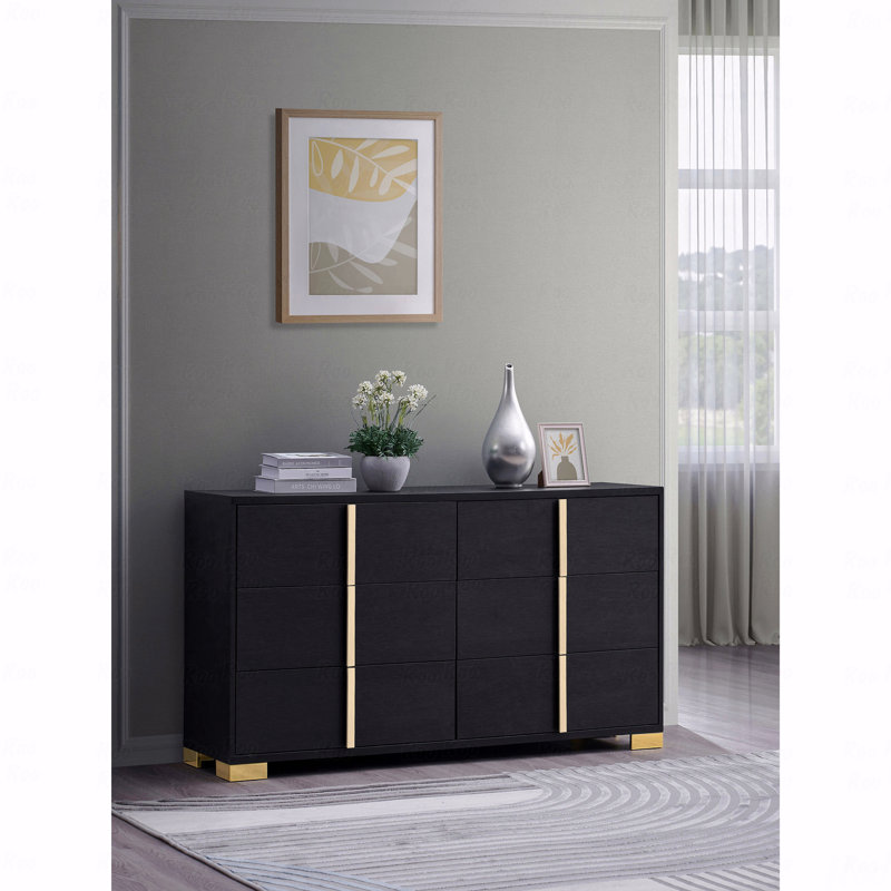 Commode 6 tiroirs, Noir
