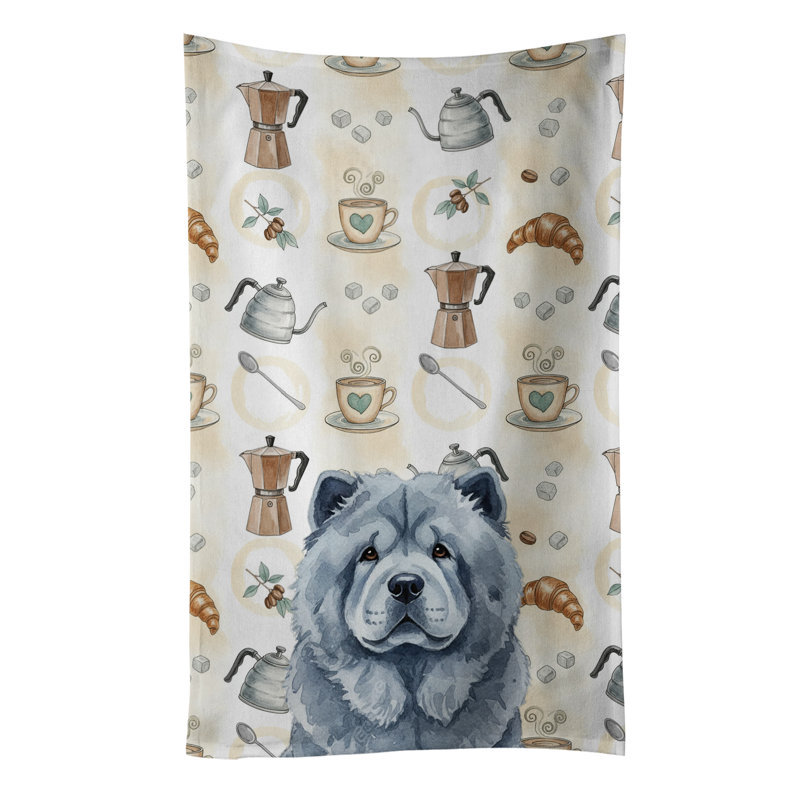 Blue Chow Chow Coffee Bar Kitchen Towel, Blue Chow Chow