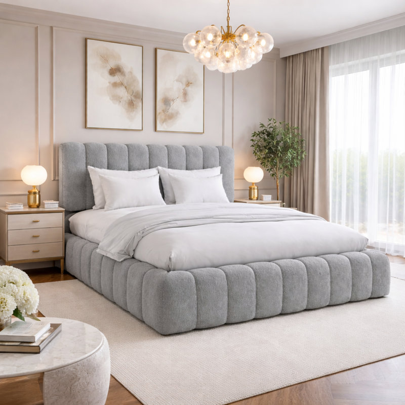 Upholstered Bed Frame, Super King (6'), Grey