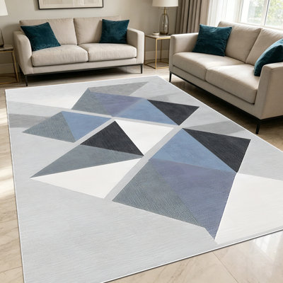 Tapis 1PC à motif géométrique triangulaire moderne et minimaliste pour le salon, doux et confortable, convenant à toutes les saisons, facile à entretenir, lavable à la machine, tapis de ferme sous la table convenant à la salle à manger, à la chambre à coucher ...