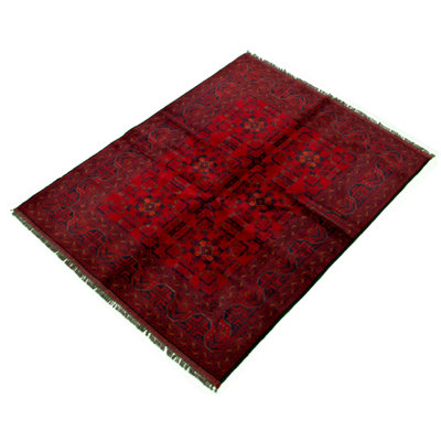 Tapis décoratif en laine de conception unique noué à la main New Age 4 pi 11 po x 6 pi 4 po Deriona