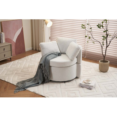 Swivel And Storage Chair With Back Cushion For Living Room