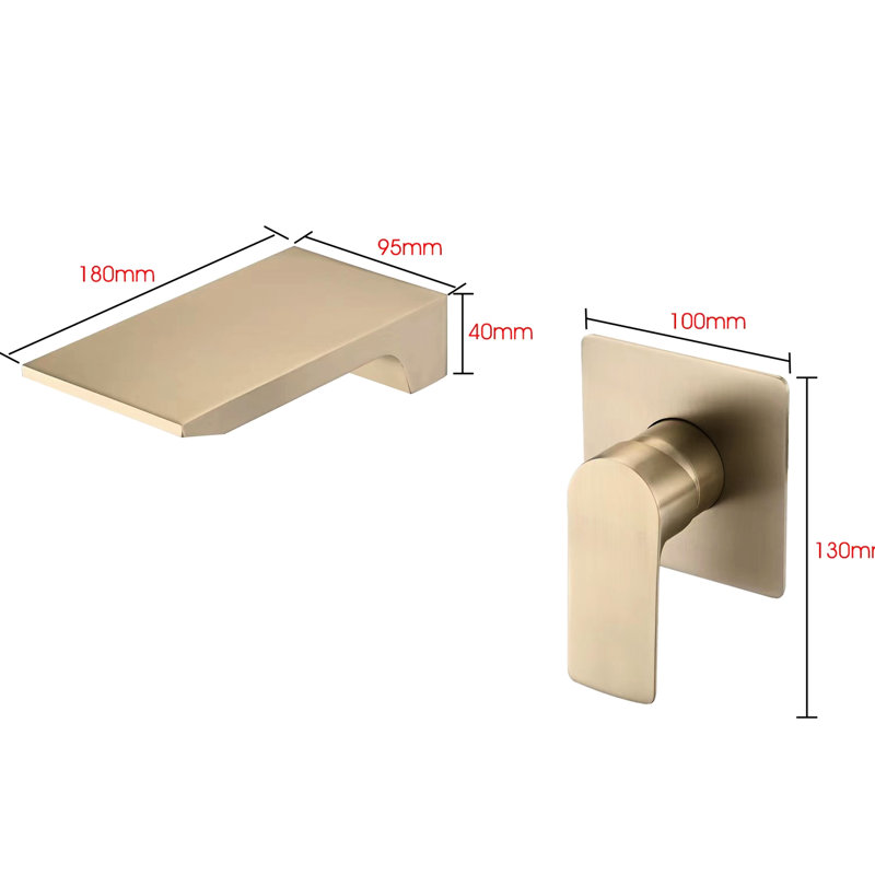 Stainless Steel Wall Mounted Bathtub Valve, Brushed Gold, Single Handle, Two Holes, Bathroom Essential Tap, Contemporary Choice