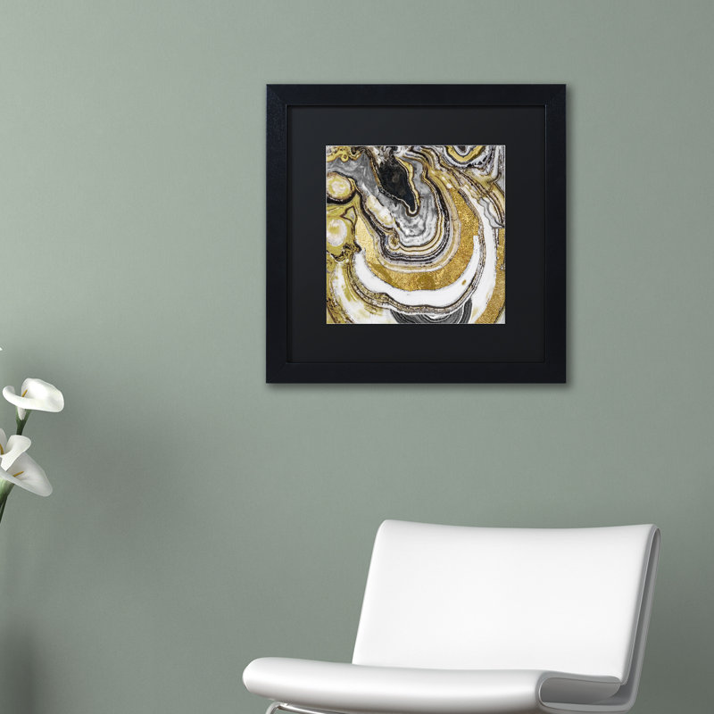 Abstract Black and Gold Acrylic Canvas Print with Black Frame