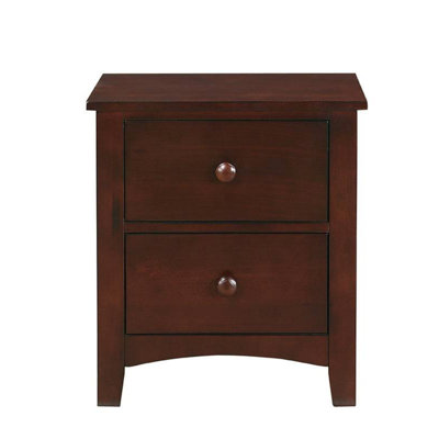 Nightstand 2-Drawers Pine Veneer MDF Wooden 1Pc Modern Nightstand