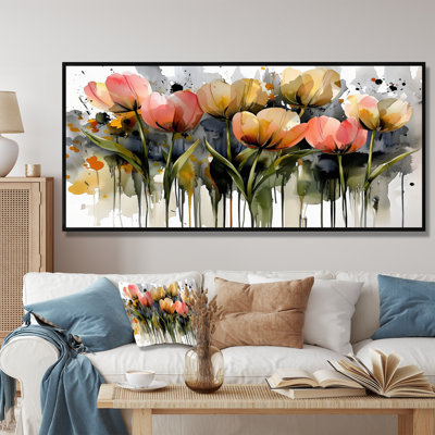 Aquarelle, tulipes, bouquet de fleurs printanières III - tulipes