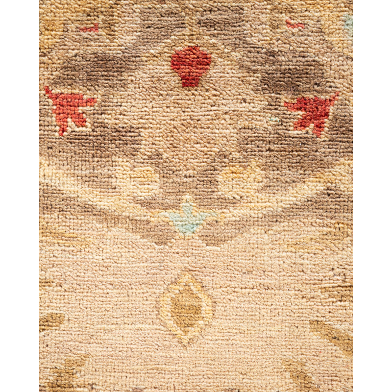 Tapis unique en laine noué à la main Squyres Eclectic - brun / beige / rouge, 8 pi 1 po x 10 pi 1 po
