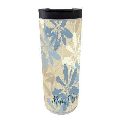 Verre blanc, bleu et maman «I Love»
