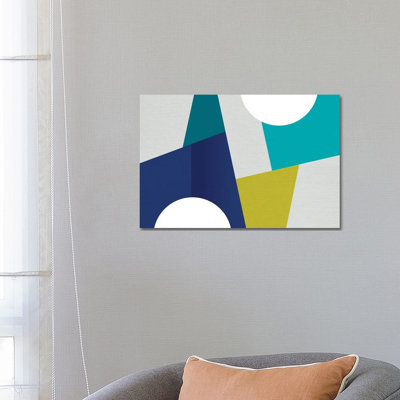 «MCM Geometric Blue I» par Dominique Vari - impression sur toile tendue