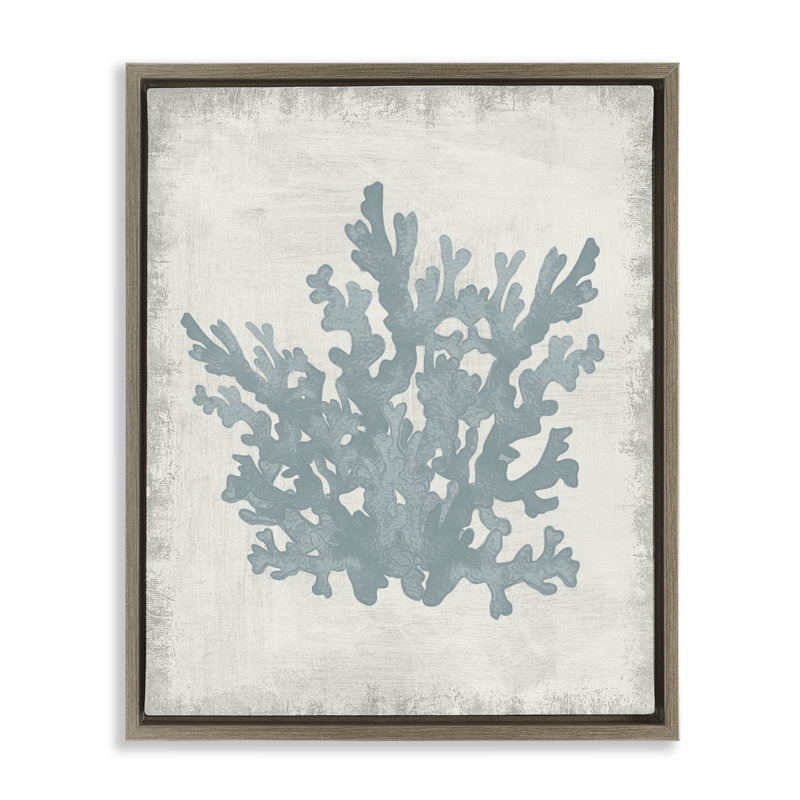 «Blue Coral Silhouette Floater Canvas» par Conrad Knutsen, H 31 po x l 25 po, Cadre flottant orme Montalcino