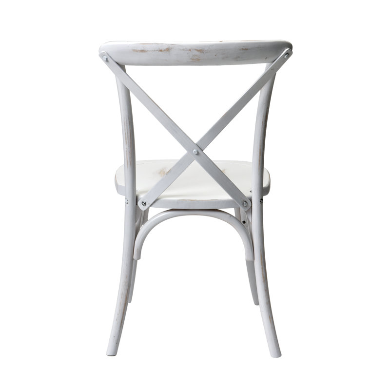 Chaise d'appoint en bois massif, Blanc délavé