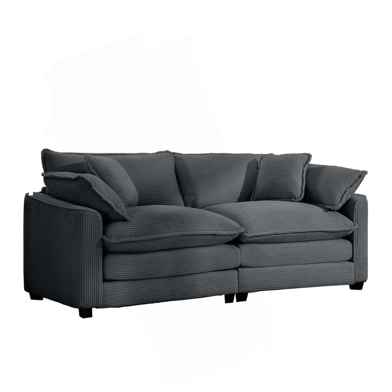Canapé de causeuse moderne en tissu pour salon, canapé rembourré 2 places à assise profonde de grande taille avec 4 coussins, chenille blanche