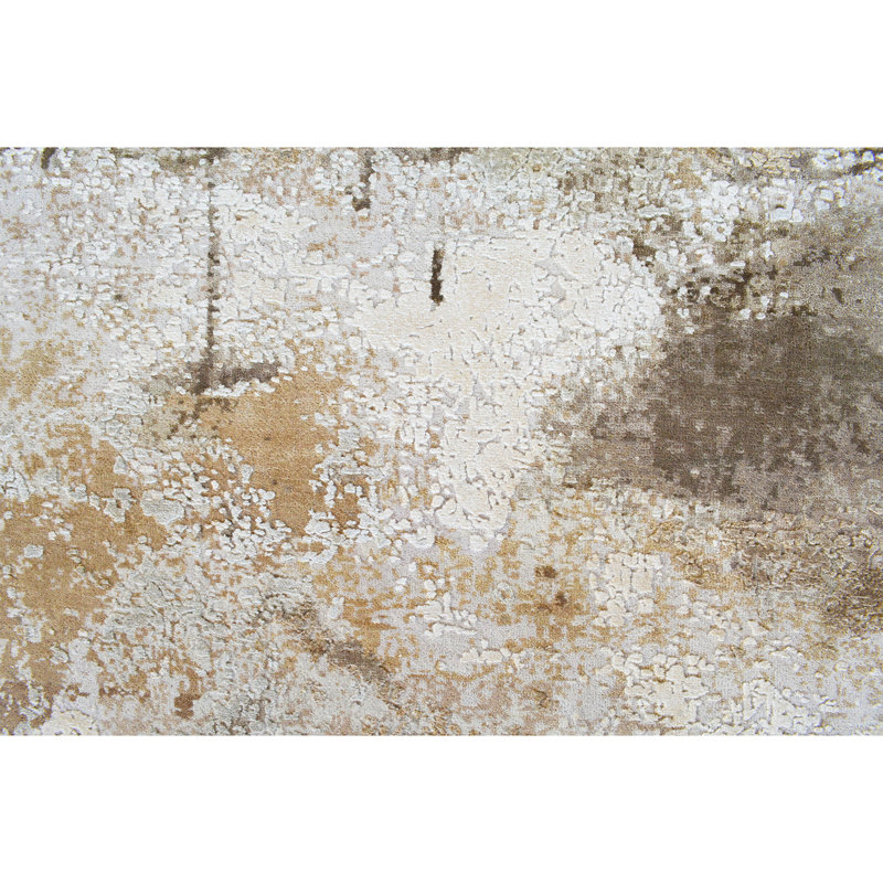 Abstract Area Rug in Beige And Brown, Rectangle 5' x 8'