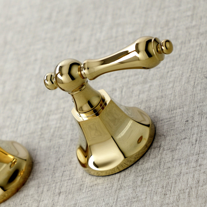 Kingston Brass Metropolitan Two-Handle 3-Hole Wall Mount Bathroom Faucet, Polished Brass