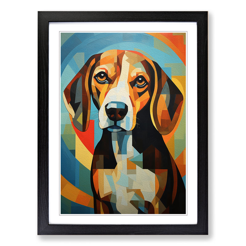 Beagle Art Deco No.3 - Framed Print, Black Framed, 34cm H x 25cm W x 2cm D