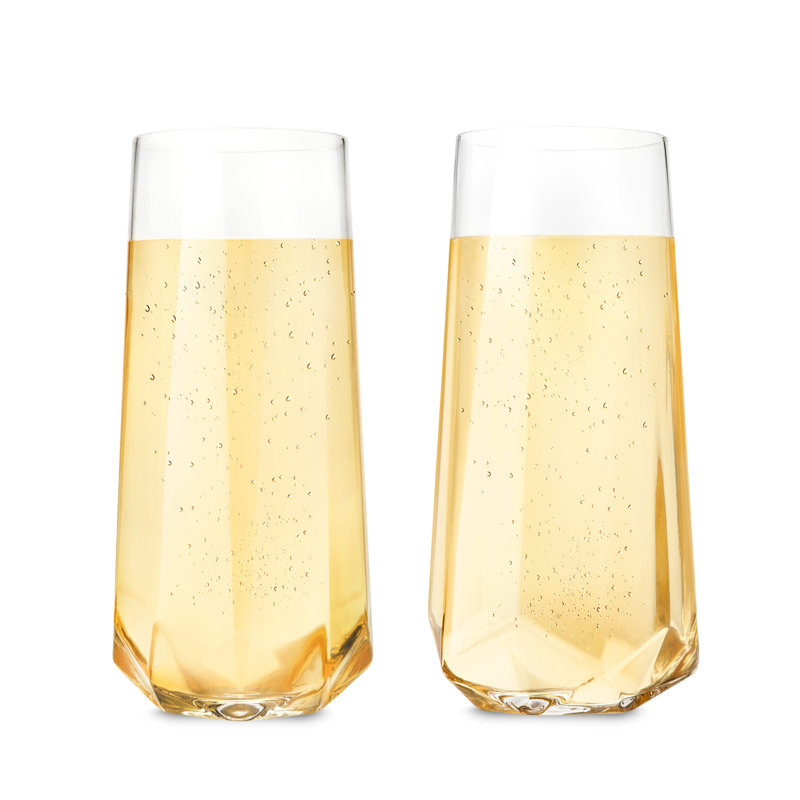 Seneca Faceted Crystal Stemless Champagne Flutes