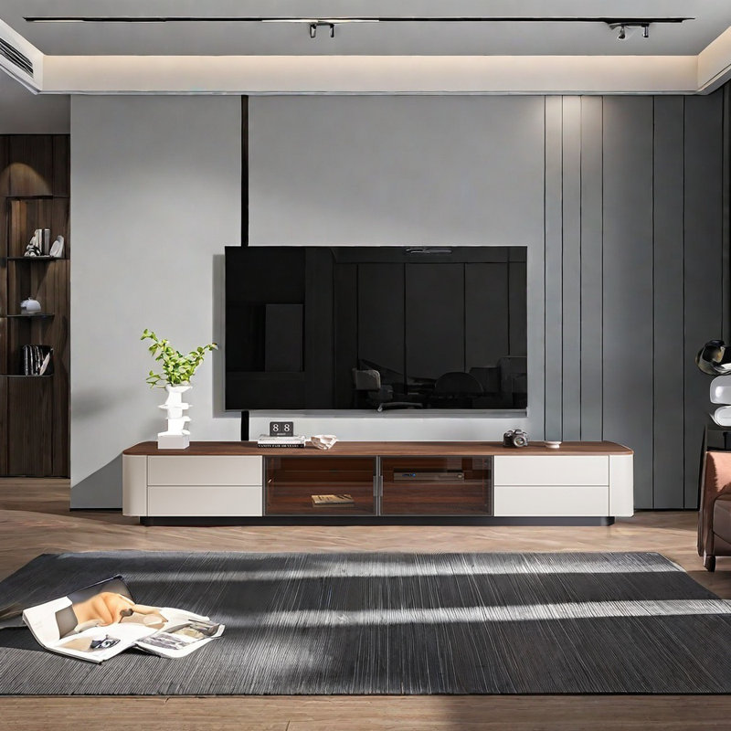 Meuble télé haut de gamme de style italien, Crème, crème, 78.74"