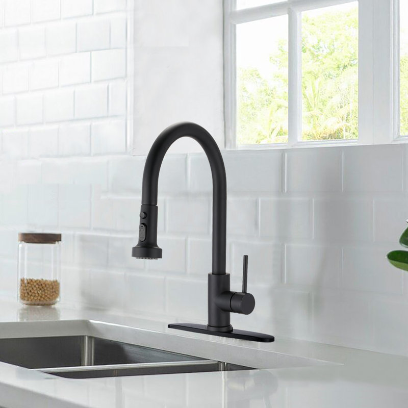SOUEEUM Pull Down Kitchen Faucet, Matte Black