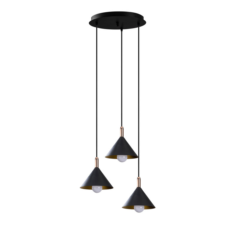 Luminaire suspendu conique à 3 lumières Excalibur