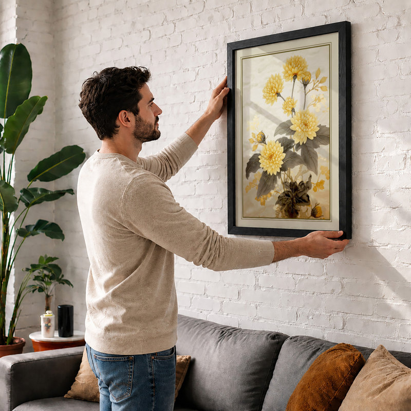 Chrysanthemum Study Botanical - Framed Print, Unframed, A2 - 59.4 x 42.0 cm