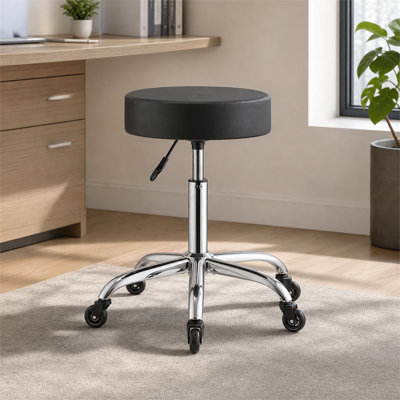 Le tabouret de bureau peut supporter jusqu'à 500 livres et est réglable en hauteur. Le siège est revêtu de cuir PU épais et ergonomique avec une couche de rembourrage épais et supporte une rotation à 360 °. Il convient aux salons de beauté et aux cabinets.