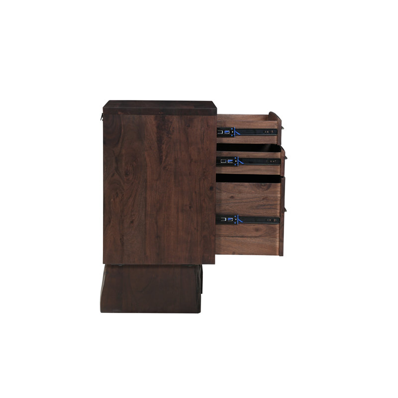 Classeur en bois massif à 3 tiroirs, Dark Walnut