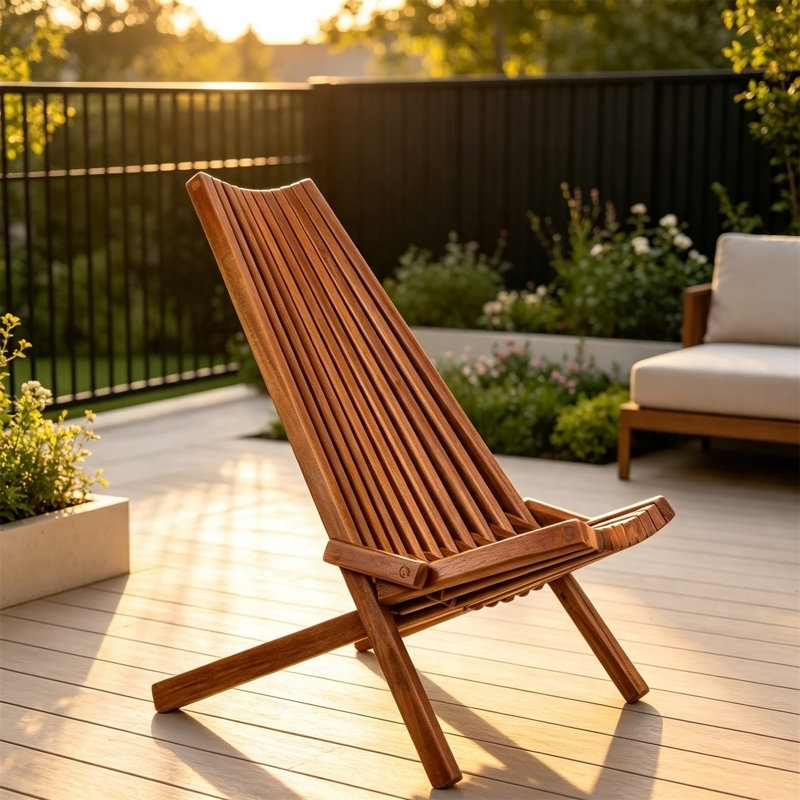 Chaise d'extérieur pliante en bois d'acacia