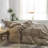MooMee Duvet Cover Set with Zipper Closure & 8 Interior Ties 100% Washed Cotton Twill Soft Linen Like Textured-107383184-115279052