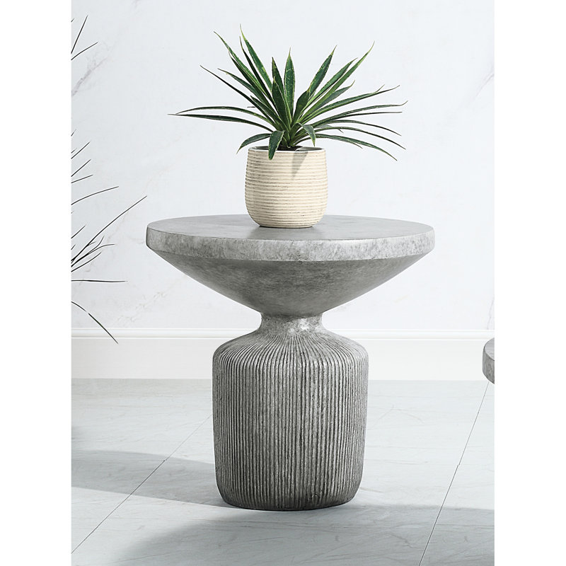 Gray Concrete Side Table With 40Mm Thick Top, No Assembly Required, 20.41In X 19.53In, 26Lb, Natural Theme, 19" Floor Weathered Cement Table, Solid Assembly, 21X21x20, 26 Lbs, Appearance,