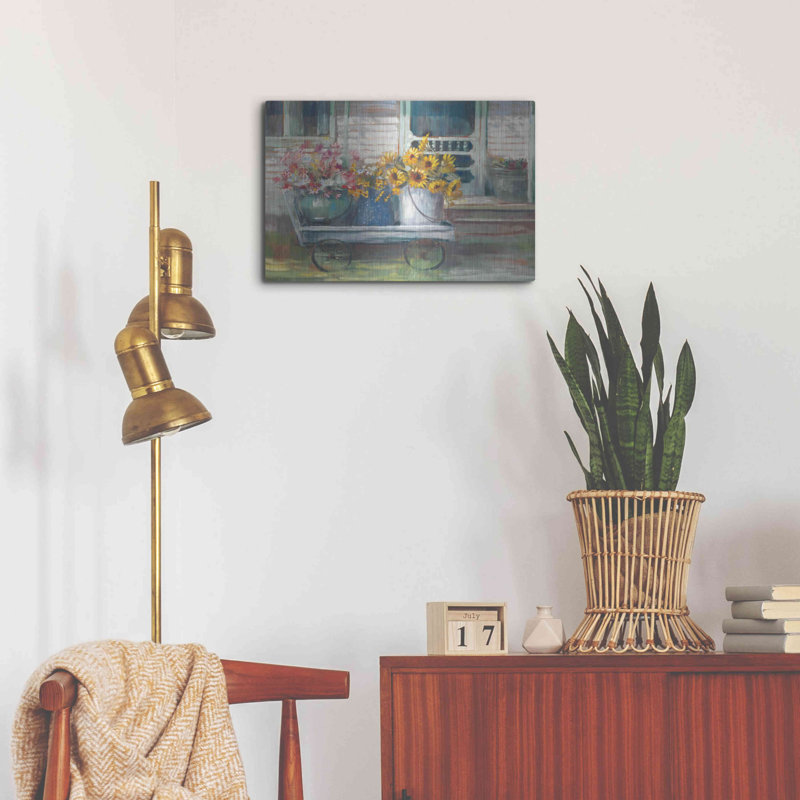 Luxe Garden Art «Garden Wagon Bright» par Carol Rowa «Garden Wagon Bright» par Carol Rowan, H 16 po x l 24 po