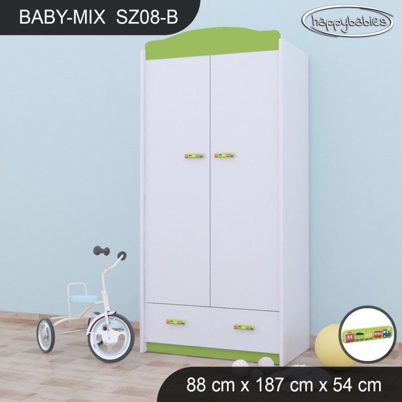 2 Door Wardrobe, Green