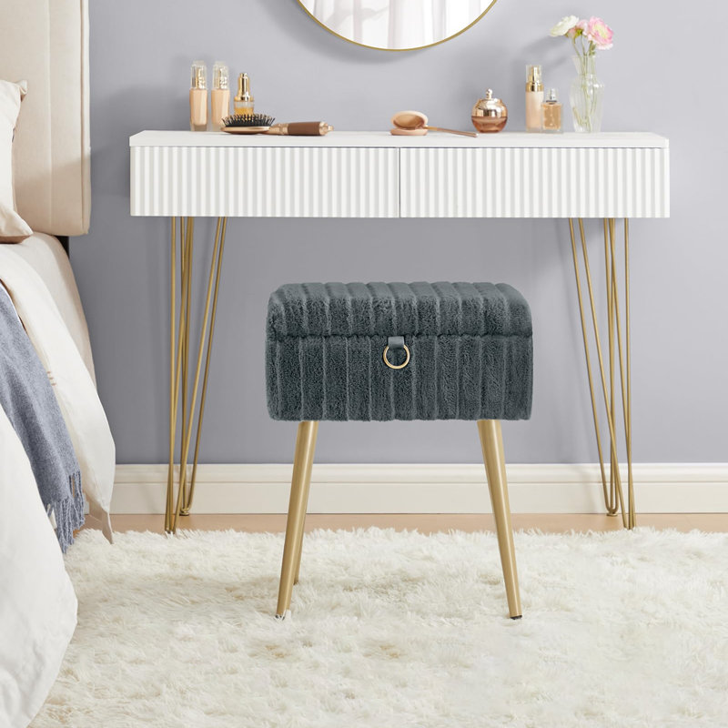 Manufactured Wood Accent Stool, Slate Grey