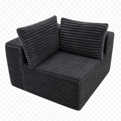37" Wide Modular Corner Foam Sofa Chair with Corduroy Upholstery,Deep Seat Lounge Module