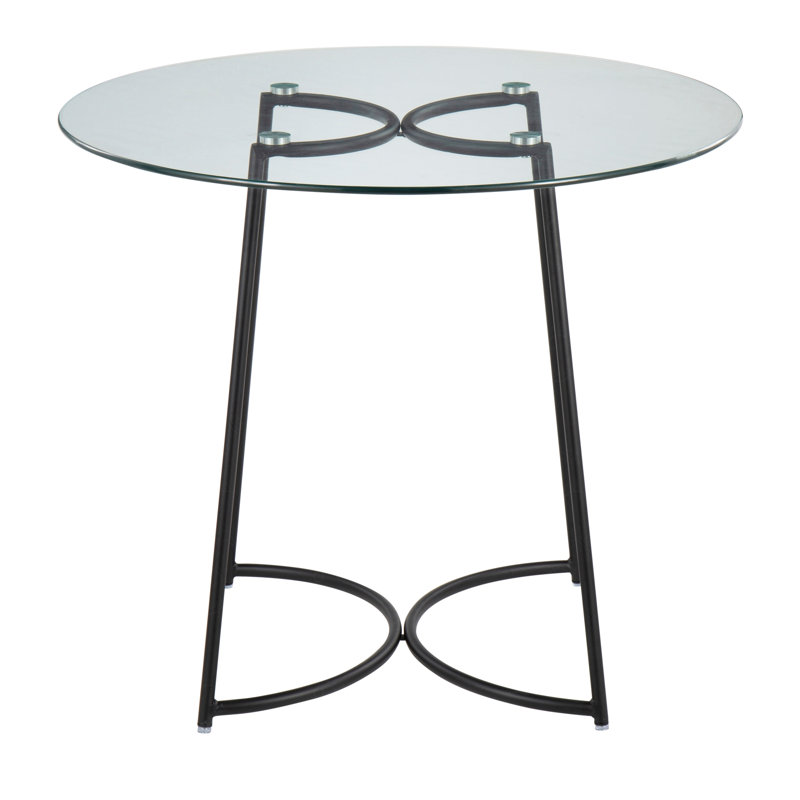 Contemporary/Glam Dinette Table in Steel with Clear Glass Top by LumiSource, Black 