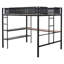 Lit mezzanine en métal robuste avec bureau intégré, tablettes à deux niveaux, panneau grillagé et garde-corps confortable pour une utilisation optimale de l'espace et du confort