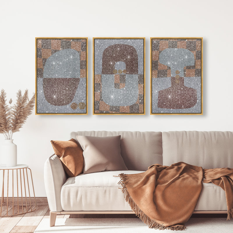 Checkered Dominos Set Set by Oliver Gal, 31" H x 21" W, Gold Floater Frame