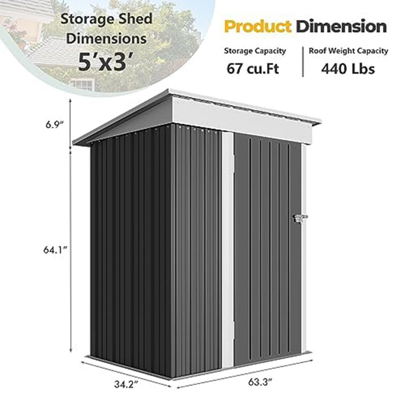 Outdoor Storage Shed, Gray