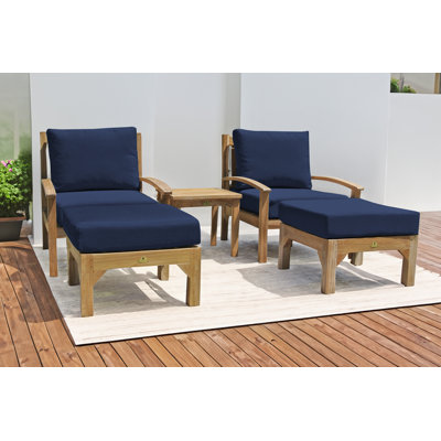 Ensemble de conversation en teck avec coussins Sunbrella 5 pièces Huntington