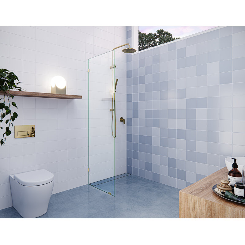 Vela 23.5 in. x 78 in. Fully Frameless Single Fixed Shower Panel, Polished Brass