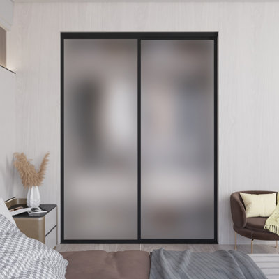 2 Panel Frosted Glass Room Dividers, Sliding Closet Doors