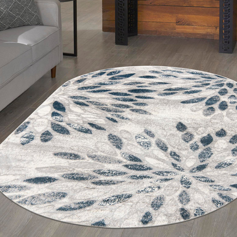 Aamia Abstract Multi Area Rug, Gray, Oval 3'3" x 5'3"