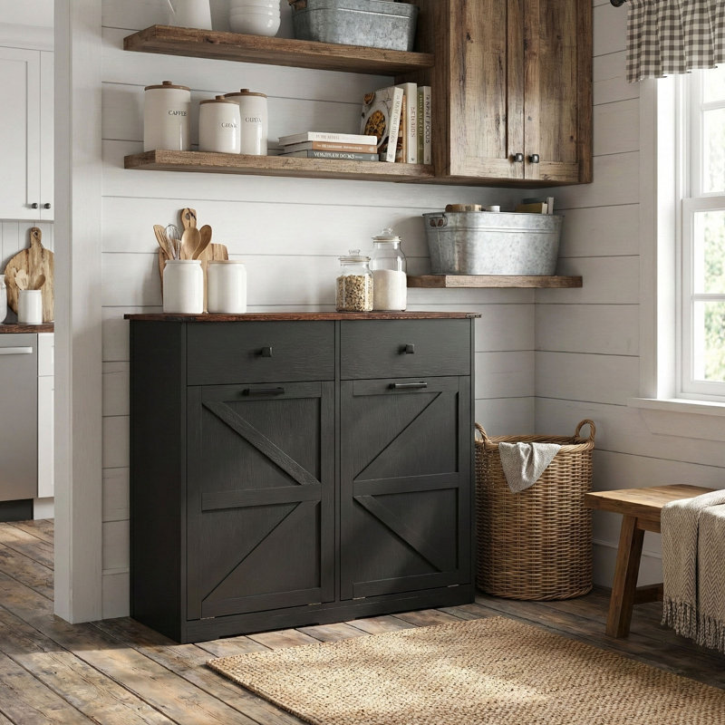 Armoire à déchets Farmhouse, Noir