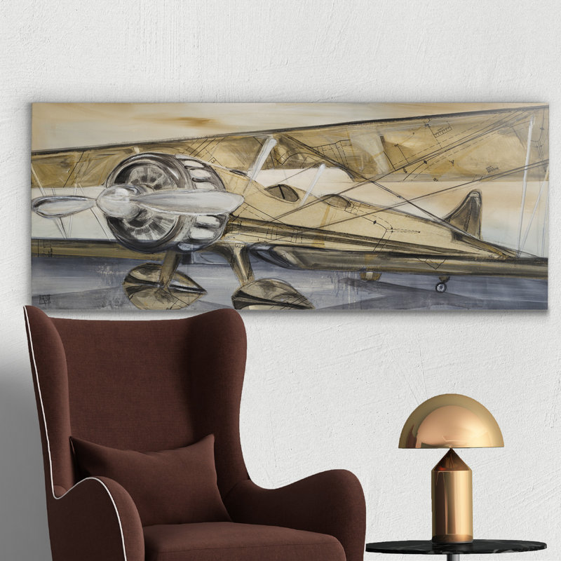 « biplane », peinture sur toile tendue, H 8 po x l 20 po x P 1 po