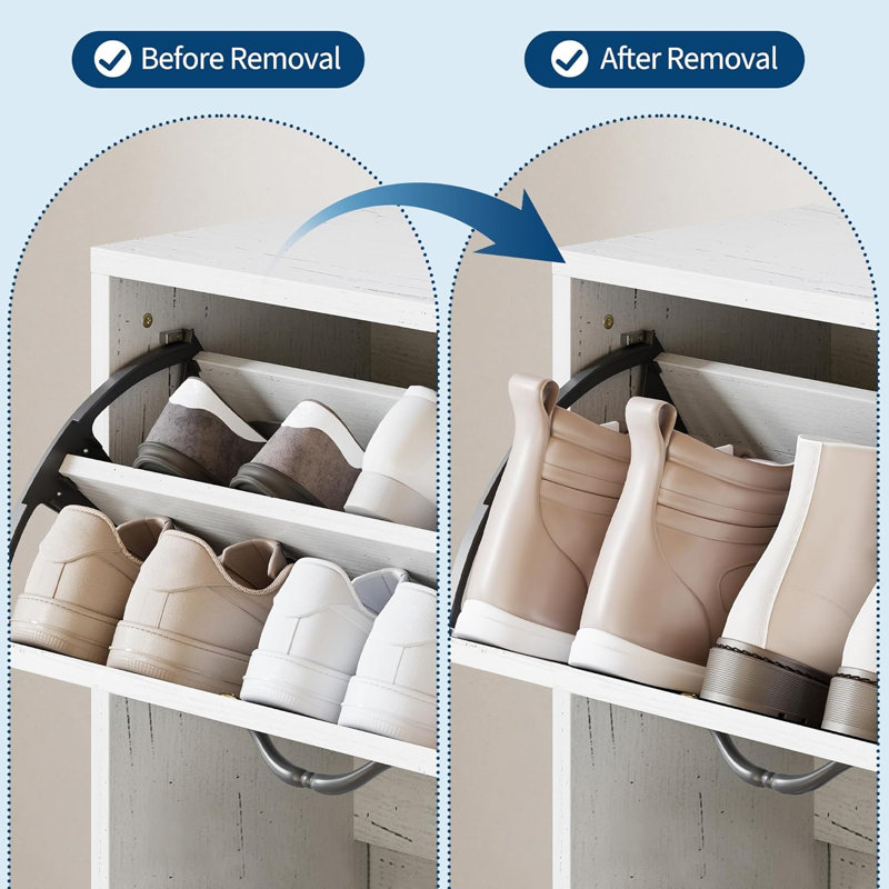 36 Pair Shoe Storage Cabinet, White Wood