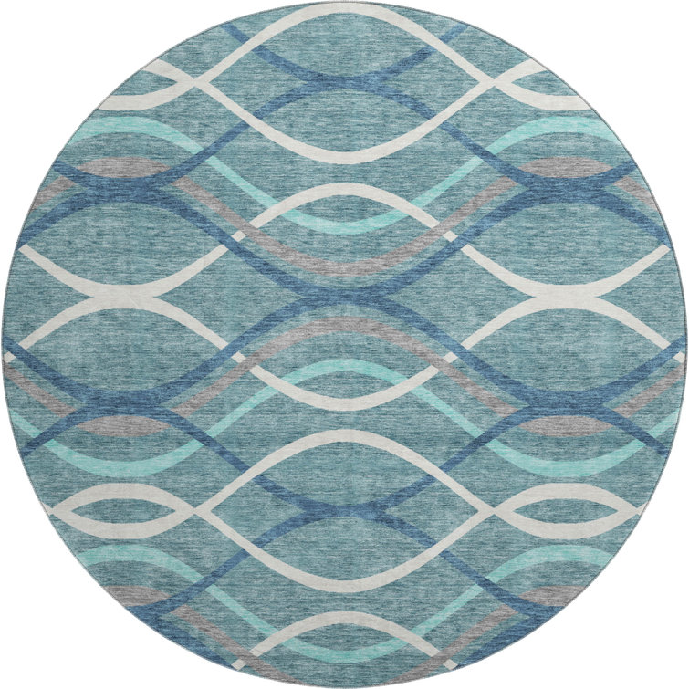 Premium Machine Washable Prisco Teal Rug