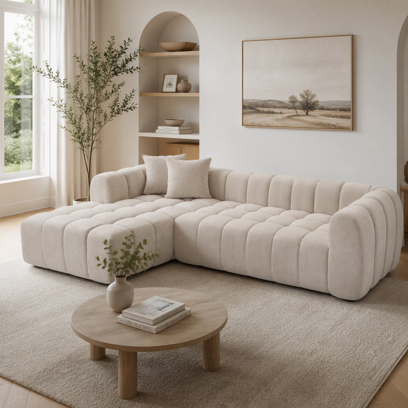 Upholstered " Sofa, Boucle blanc